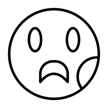 üzgün yüz simgesi, beyaz arkaplanda izole edilmiş ince çizgi