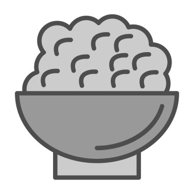 Bir kase pirinç ikonu, basit tasarım.