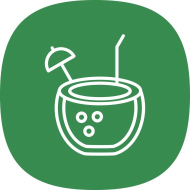 Hindistan cevizi içeceği. Web simgesi vektör illüstrasyonu