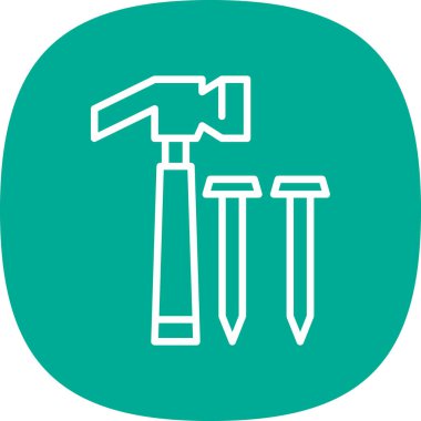 Çekiç ve çivi ikon vektör çizimi                                      