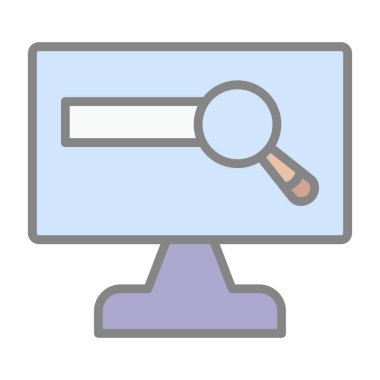 Büyüteç simgesi, düz stil, arama sembolü. Vektör illüstrasyonu