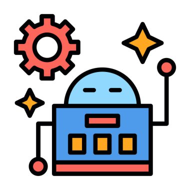 robot düz simgesi, vektör illüstrasyonu