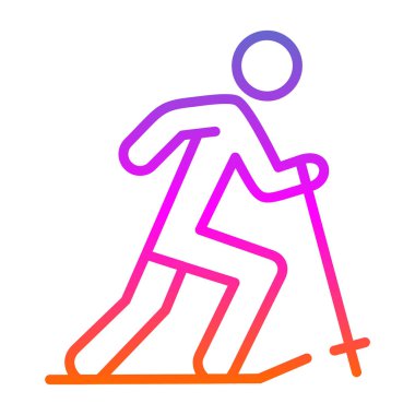 Yaratıcı düz kayakçı simgesi vektör çizimi