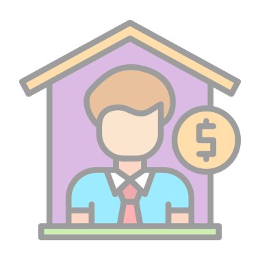 Emlakçı vektör ikonu. İnce çizgi işareti. izole edilmiş sınır sembolü çizimi