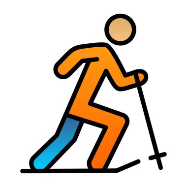 Yaratıcı düz kayakçı simgesi vektör çizimi