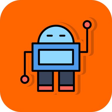 robot düz simgesi, vektör illüstrasyonu