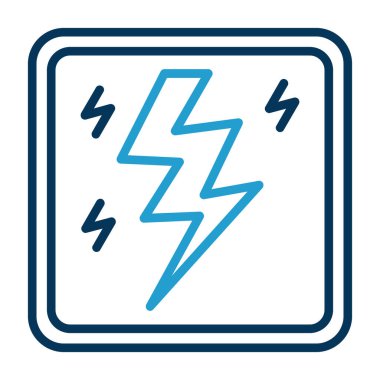 Elektrik vektör simgesi. biçim iki renkli düz simge sembolü, kobalt yuvarlak açı, beyaz arkaplan.