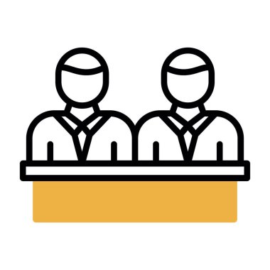 İş görüşmesi ikonu. Beyaz arkaplanda izole edilmiş web tasarımı için ana hat toplantı vektör simgesi simgesi