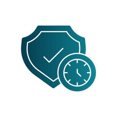 İşaretleme simgesine sahip kalkan ve işaretleme simgesi, düz tasarım, güvenlik kavramı