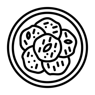 Lezzetli taze meyve ikonu. Taslak taze. Beyaz arkaplanda izole edilmiş web tasarımı için vektör simgesi