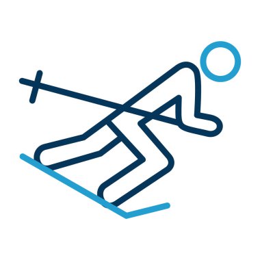 Yaratıcı düz kayakçı simgesi vektör çizimi