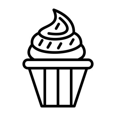 Lezzetli cupcake düz vektör simgesi                         