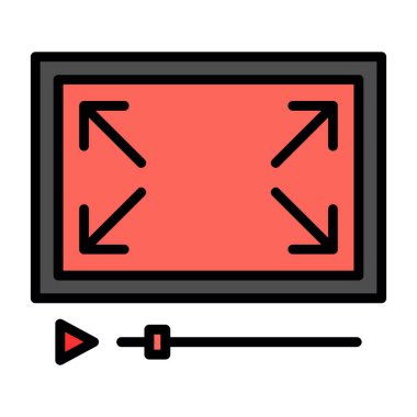 Video oynatıcı simgesi renk ana hatları vektörü