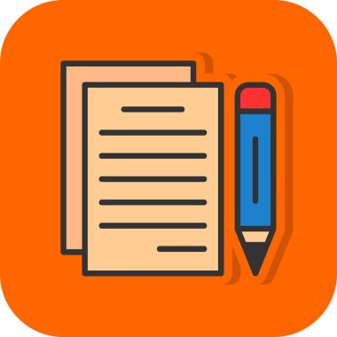 belge ve kalem. Web simgesi basit illüstrasyon