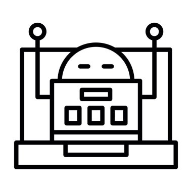 robot düz simgesi, vektör illüstrasyonu