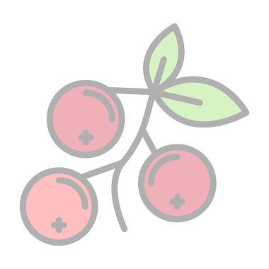 Kızılcık yassı ikonu. vektör illüstrasyonu 