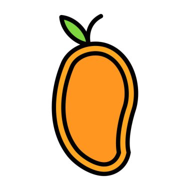 Mango egzotik meyve ikonu, vektör illüstrasyonu 