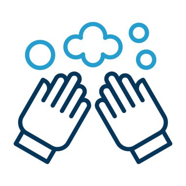 Tıbbi eldiven ikonu olan el, satır tasarımı