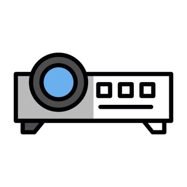 Projektör simgesi, vektör illüstrasyonu 