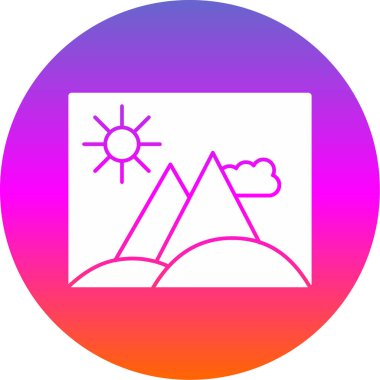 Beyaz arkaplanda izole edilmiş güneş ikonu ile günbatımı. Değişken rastgele dinamik şekiller. vektör.