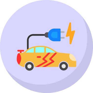 araba şarj simgesi, vektör illüstrasyonu