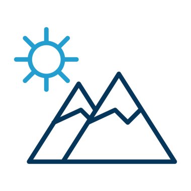 beyaz arkaplanda dağ ve güneş simgesi