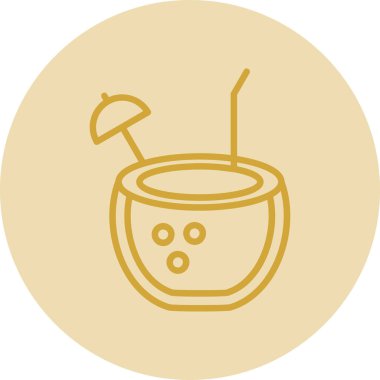 Hindistan cevizi içeceği. Web simgesi vektör illüstrasyonu