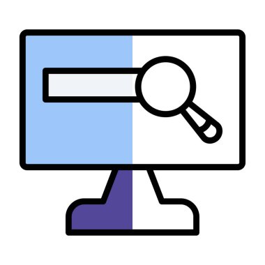 Büyüteç simgesi, düz stil, arama sembolü. Vektör illüstrasyonu