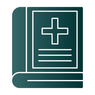 Tıbbi kitap vektör ikonu. biçim iki renkli düz sembol, gri ve cyan renkler, yuvarlak açılar, beyaz arkaplan