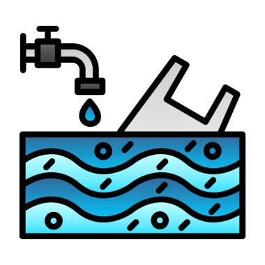 Musluk ikonu. Ana hatlı su musluk vektörü simgesi rengi düz izole