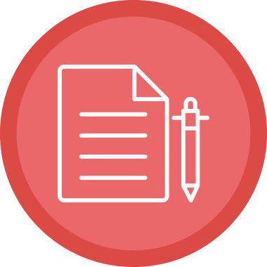 belge ve kalem. Web yuvarlak simgesi basit illüstrasyon