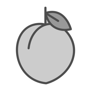 Şeftali simgesi vektör çizimi düz tasarım