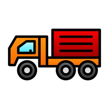 dağıtım kamyonu düz simgesi, vektör çizimi