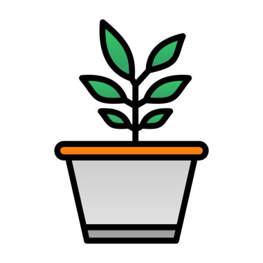 Saksı bitkisi. Web simgesi basit illüstrasyon