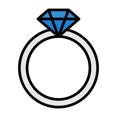 Elmas yüzük. Web simgesi basit illüstrasyon