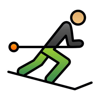 Basit düz kayak ikonu vektör çizimi