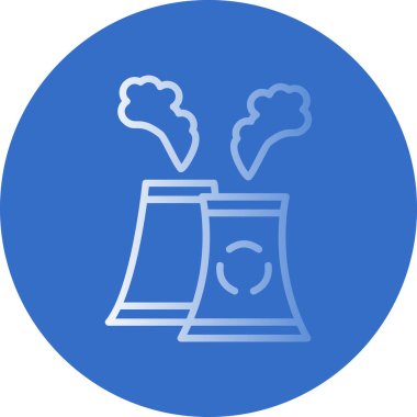 Nükleer santral mavi yuvarlak ikonu. vektör düz biçim çizimi 