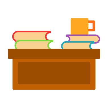 Kitap simgesi, vektör illüstrasyonlu kitaplık tablosu 