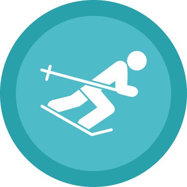 Yaratıcı düz kayakçı simgesi vektör çizimi