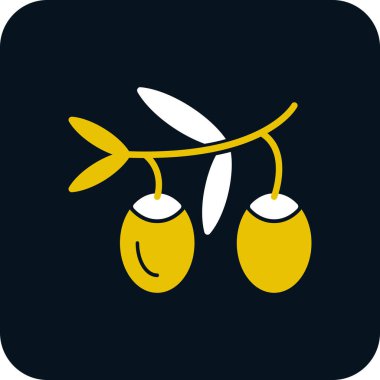 Armut simgesi siyah arkaplanda izole edildi. Yapraklı meyve yaprağı. vektör.