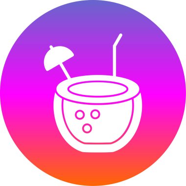 Hindistan cevizi içeceği. Web simgesi vektör illüstrasyonu