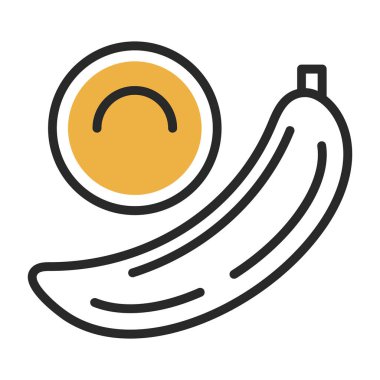 muz renkli simge, vektör illüstrasyonu