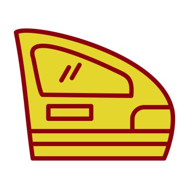 Çizgi filmin vektör çizimi. Bir arabanın kırmızı sarı rengi.