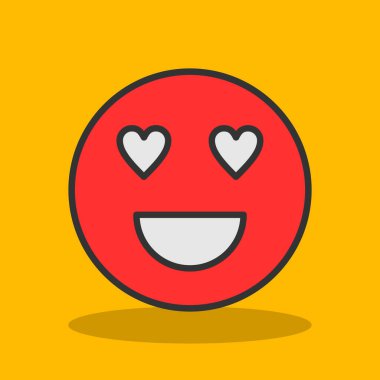 aşk emojisi simgesi, vektör illüstrasyonu