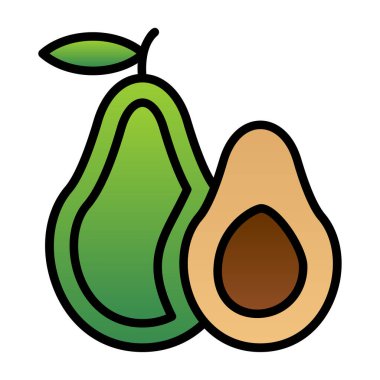 Basit Avokado simgesi, vektör illüstrasyonu