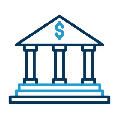 Banka binası ikonu. düz tasarım illüstrasyon. 