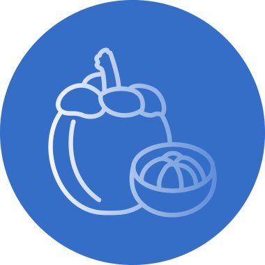 Mangosteen meyve simgesi, vektör illüstrasyonu 