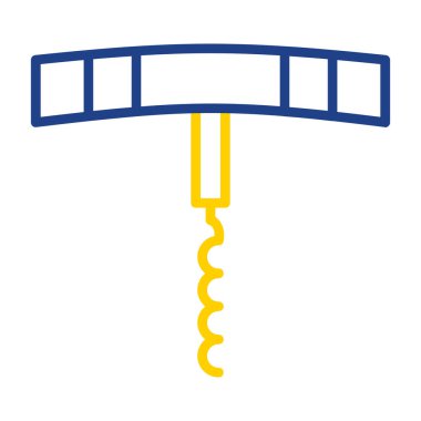 Tirbuşon yassı simgesi, vektör illüstrasyonu 