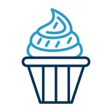 Lezzetli cupcake düz vektör simgesi                         