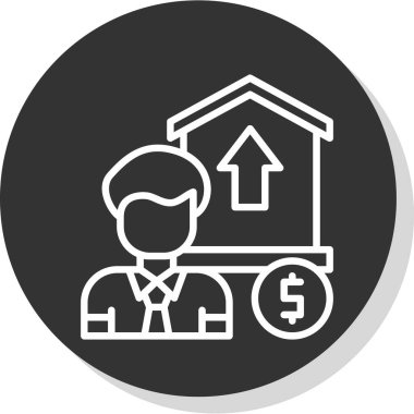 İş adamı, Yatırımcı simgesi dolar işareti, vektör illüstrasyonu 